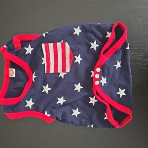 Starry Navy Onesie with Red Trim - 4th Of July